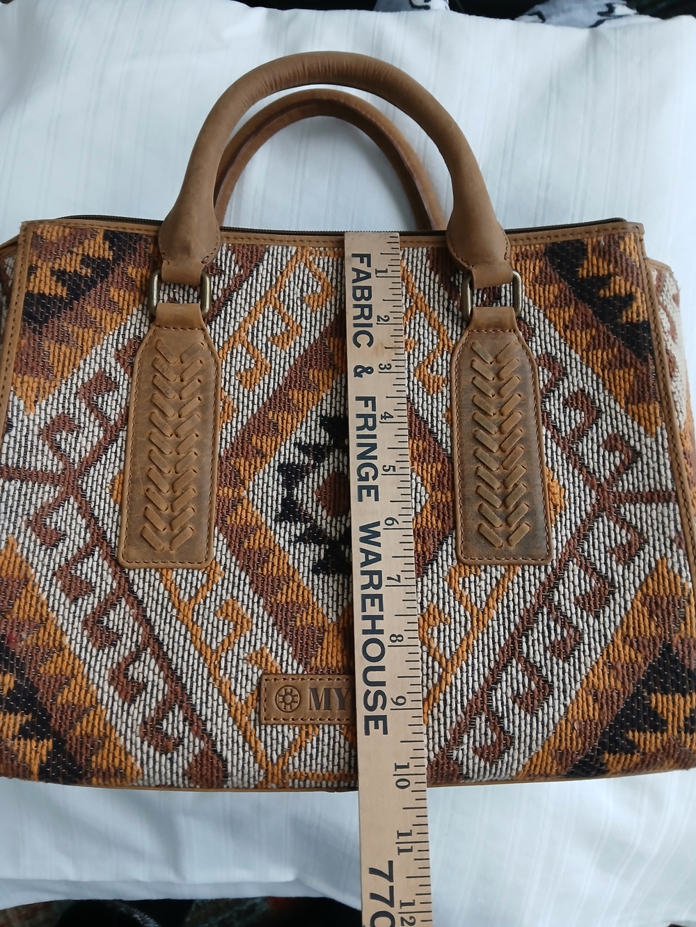 Myra Concealed Carry Bag Handwoven Aztec in Brown - Picture 2 of 4